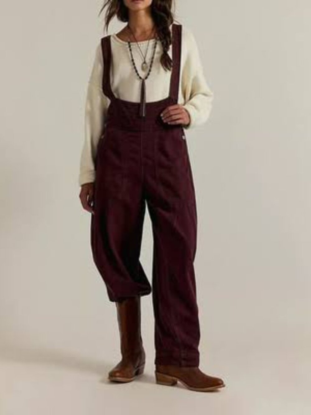 Burgundy Felix overalls by We The Free from Free People - M